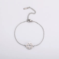 Dawapara Star of David Bracelet Jewish Prayer Judaica Hexagram Charm Protection Amulet Couple Gift Stainless Steel Jewelry