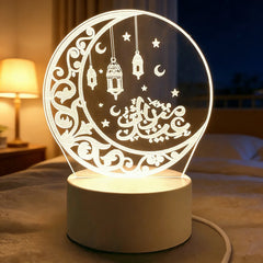 Muslim Ramadan Festival Supplies Neon Lamp USB Operated 3D Acrylic LED Night Light EID Mubarak Ornaments Bedroom Home Decor