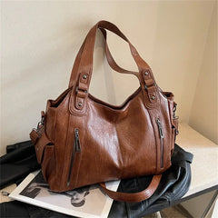 High Quality PU Shoulder Bag for Women – Contrast Zipper Style