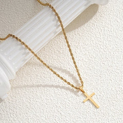 New Stainless Steel Cross Pendant Necklace for Men Women Minimalist Gold Color Jewelry Male Female Necklaces Chokers Gifts 2025