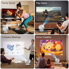 XBJ Mini  4K Home Theater Projector, Android WiFi 6 BT 5.0 Auto Keystone 360° Rotation Portable Video Projector for Outdoor Home