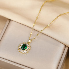 New In Light Luxury Zircon Crystal Stainless Steel Necklace Korean Fashion Sweet Sexy Female Clavicle Chain Jewelry