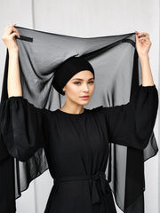 Instant Chiffon Hijab with Magnetic Buckle – Solid Color Scarf