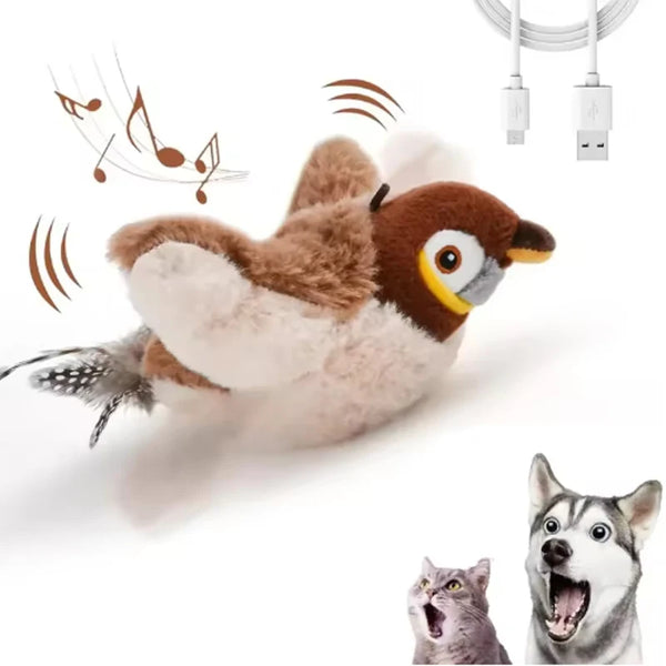 Hot Simulated Bird Cat Toy Interactive Toys Dog Rechargeable Chirping Flapping Bird(no Flying) Touch Activated Plush Pet Toy Pet Shop