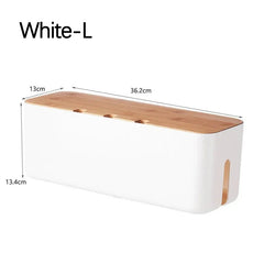 Bamboo Cable Management Box – Hide Wires & Power Strips
