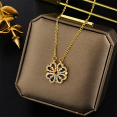 New In Light Luxury Zircon Crystal Stainless Steel Necklace Korean Fashion Sweet Sexy Female Clavicle Chain Jewelry