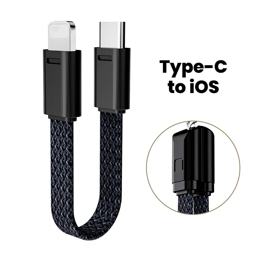 60W USB C To Type C Short Keychain Cable For Samsung Xiaomi 16.5cm 27W Type C To Lightning Charging Cable For iPhone Power Bank