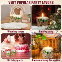 6/12/24PCS Guest Gift Candle for Wedding Wooden Tealight Candle Holders Bridal Shower Thank You Gifts for Baby Shower Home Decor