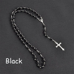 Fashion Vintage Crucifix Virgin Mary Pendant Cross Necklace Jesus Rosary Beads Chain