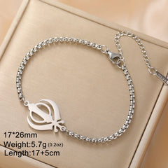Dawapara Sikh Religious Symbol Khanda Bracelet Sikhism Sword Protection Amulet Stainless Steel Beads Bracelet Couple Gift
