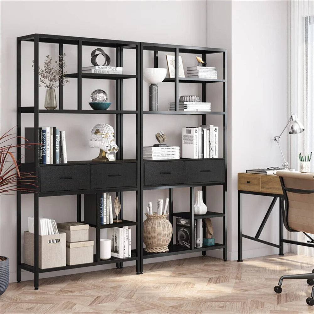 Extra Large Vintage Industrial Bookcase Tall Shelf Metal Kitchen Display Cabinets Display Unit with Cabinet and Drawer Kitchen Open Display Kitchen & Dining Furniture Office Furniture
