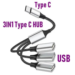 USB Hub Extensions Type C Male to 4 USB Female Cable Splitter OTG High Speed Transfer Adapter Portable Converter For PC Laptops