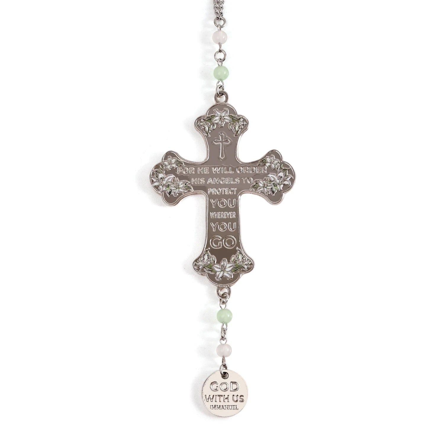 Cross Car Mirror Hanging Christian Gifts for Men Women, Metal Daily Bible Verse Car Rearview Decor Accessories, Christ Ornament