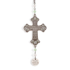Cross Car Mirror Hanging Christian Gifts for Men Women, Metal Daily Bible Verse Car Rearview Decor Accessories, Christ Ornament