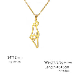 Teamer Israel Map Star of David Pendant Necklace for Women Men Jewish Stainless Steel Necklace Ethnic National Jewelry Wholesale