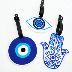 Fatima creative hand eye pattern luggage tag, airport check-in luggage tag, travel accessory to avoid loss.-zmt