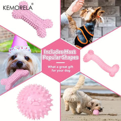 6 PCS Dog Chew Toys For Cleaning Teeth  Soft Rubber Bone Funny Ball Interactive Donut Treat Set For Small Medium Dogs Pet Gifts Pet Shop