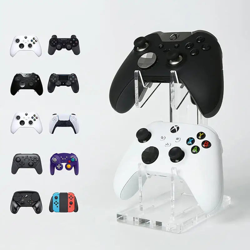 1/2PCS Clear 2 Layer PS5 PS4 Controller Stand With Headphone Holder Game Accessories Organizer Storage Rack For 1/2 Controllers