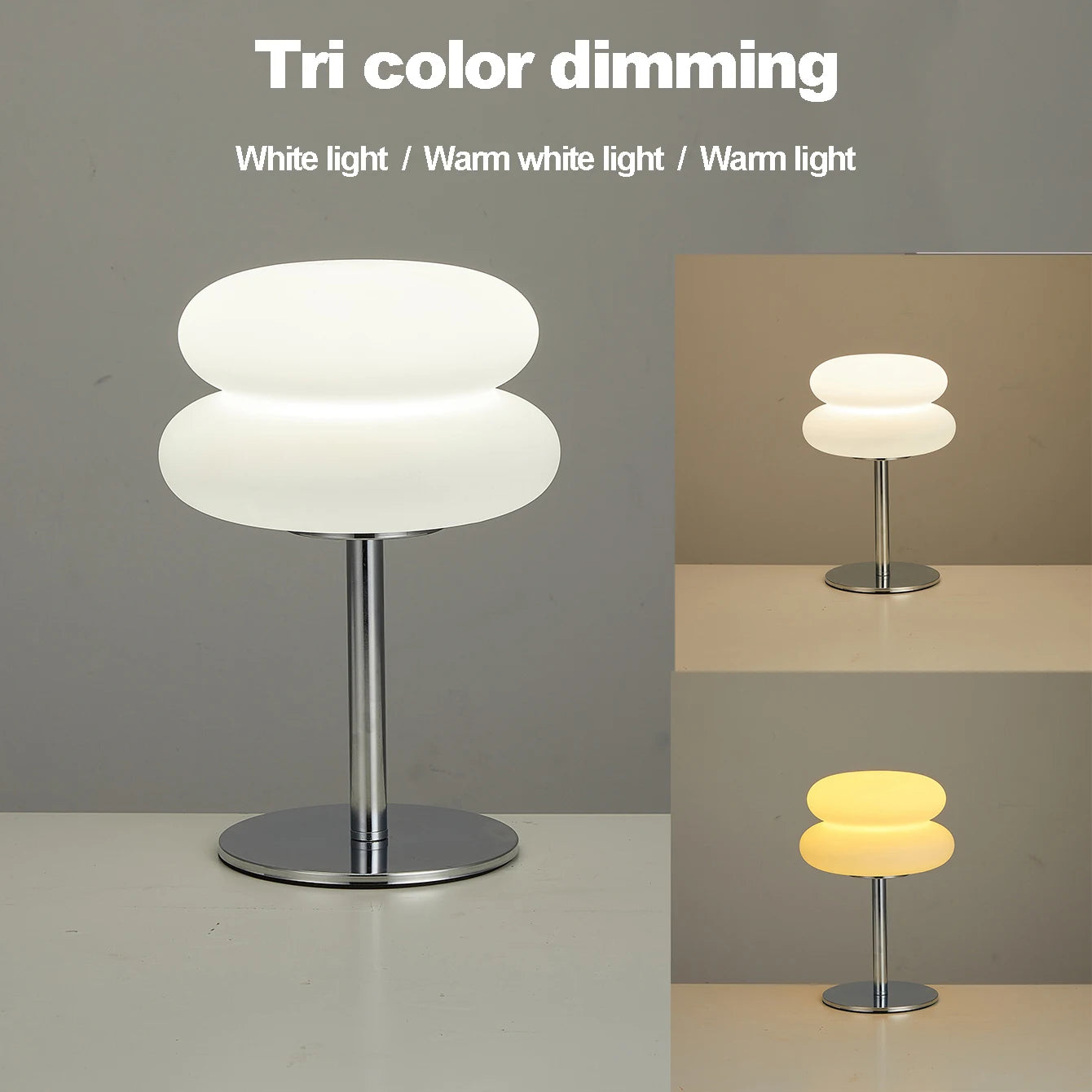 Creamy Bedside Table Lamp USB Tri-Color Dimmable Bedroom Furniture Home Decor