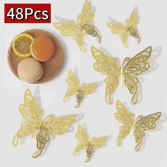 48 Pcs Butterfly for Gift Packing Decorative 3d Butterflies Decor Flower Art Arrangement Wall Paper Ornament DIY Wrapping