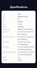 Vention CCC 45W 20000mAh Power Bank Fast Charging Portable Charger for Xiaomi iPhone Pro Max Samsung Galaxy Battery 3C Powerbank