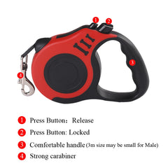 3M/5M Retractable Dog Leash – Durable Nylon Lead for Small Dogs & Cats Pet Shop