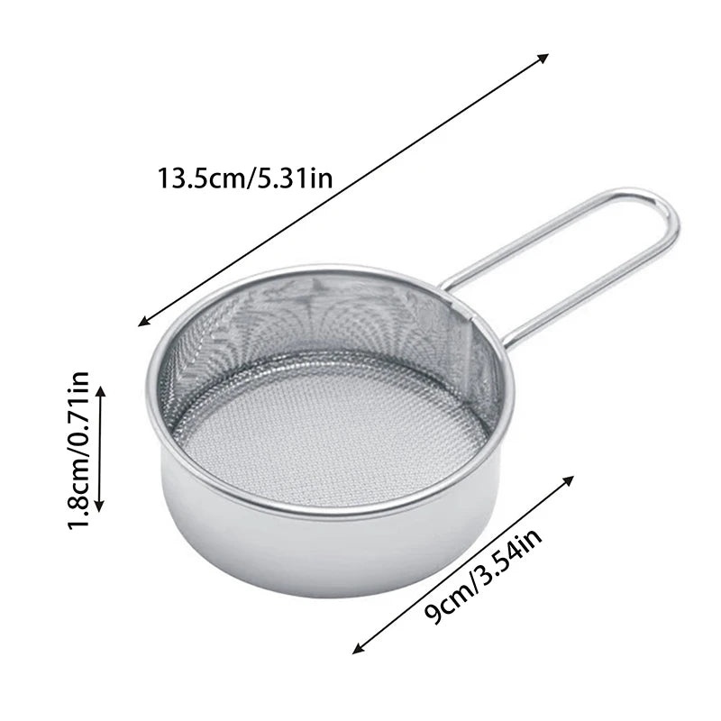 Stainless Steel Flour Sieve Fine Mesh Strainer Baking Flour Sifter With Handle Handheld Coffee Powder Mesh Sieve Baking Tools Kitchen Tools, Cooking Utensils