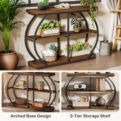 Tribesigns 41.3" Console Table, Industrial 3-Tier Entryway Table with Arched Metal Frame and Storage Shelves for Living Room Furniture
