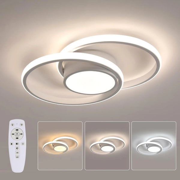 Modern LED Ceiling Lights,40W Double Round Dimmable 3000K-6500K Ceiling Lighting for Bedroom Hallway Balcony Corridor