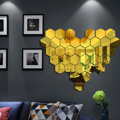 200mm Hexagon Mirror Wall Sticker Decal Home Decor DIY Big Acrylic Self-Adhesive Art Wall Mirrors Model Decoration 200mm Large
