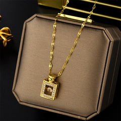 New In Light Luxury Zircon Crystal Stainless Steel Necklace Korean Fashion Sweet Sexy Female Clavicle Chain Jewelry