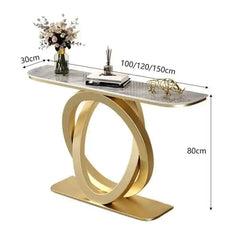 Luxury tablet computer console table Italian semi-circular iron entrance cabinet table Console Tables Creative corridor end view