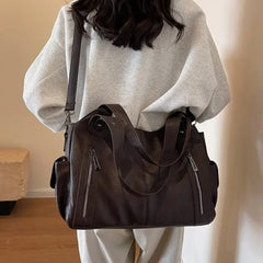 High Quality PU Shoulder Bag for Women – Contrast Zipper Style