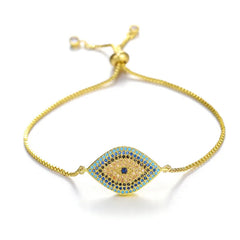Juya 18K Real Gold Plated Adjustable Chains Multicolor Zirconia Hamsa Fatima Enamel Greek Evil Eye Charms Bracelets For Women