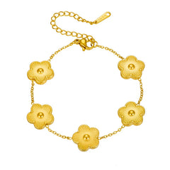 Plum Blossom Five-Leaf Clover Bracelet & Necklace – Y2K Style Jewelry