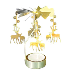 Gold Silver Candlesticks Rotating Romantic Rotation Spinning Carrousel Tea Light Candle Holder Dinner Wedding Bar Party