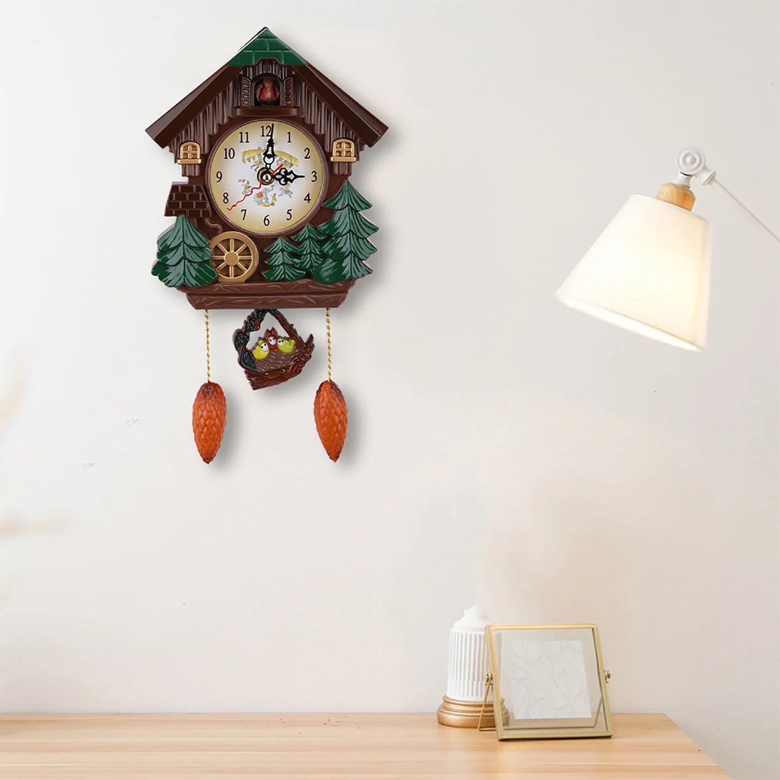 Cuckoo Clock Tree House Wall Clock Art Vintage Decoration for Home