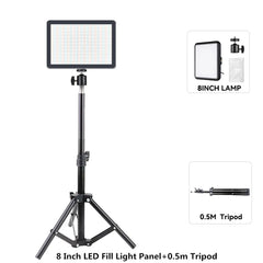 8/12 Inch LED Photography Video Panel Light Photo Studio Lighting Kit For Shoot Live Streaming Youbube With Tripod Stand