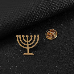 Jewish menorah men's brooch stainless steel lapel pin suit shirt decoration accessories wedding groomsmen gift