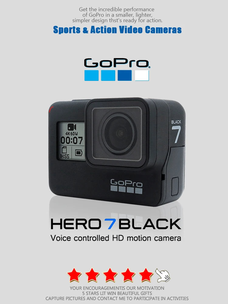 GoPro Hero 7 Black  Special Bundle Action Camera Go Pro Hero7 Sport camera  12MP Photo Live Streaming Cam 4K 60fps 1080P 240fps