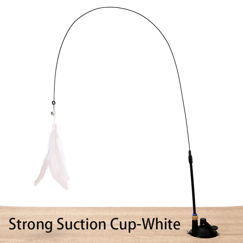 Interactive Cat Toy Handfree Cat Stick Kitten Playing Teaser Wand Toy Suction Cup Feather Wand Pet Supplies Simulation Feather Pet Shop