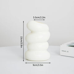 Nordic Vases Pure White Plastic Vases Imitation Ceramic Flower Vases Desktop Flowerpot Wedding Decor Home Ornament