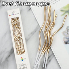 6pcs/Set Curved Cake Candles Birthday Cupcake Decorating Baby Shower Gender Reveal Candle Toppers Wedding Party Decorative