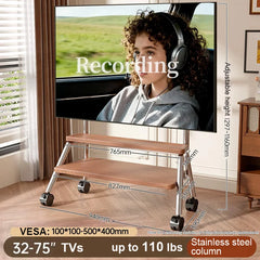 BEISHI NEW Mobile TV Stand for Most 32-75 Inches TVs Portable Floor TV Stand with Locking Wheels ocking Wheels up to 110 Lbs Living Room Furniture