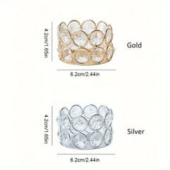 4pcs Silvery Golden Crystal Tealight Candle Holders for Home Table Bedroom Centerpiece Wedding Family Party Decor Creative Gifts
