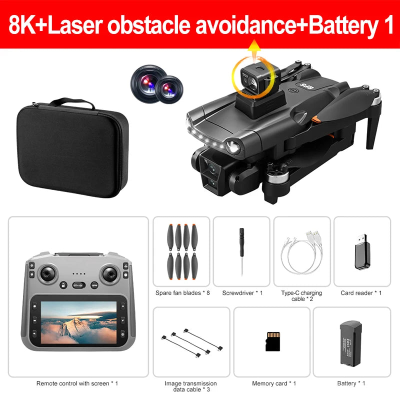 Lenovo V198MAX Drone 8K Profesional FPV Brushless Laser obstacle avoidance Aerial Optical Foldable Quadcopter Mini 4K Dron
