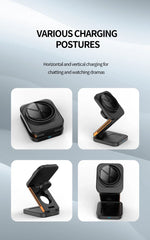 3 in 1 Foldable Charging Station Fast Magnetic Wireless Charger Stand for iPhone 17 16 15 14 13 12 Apple Watch 8 7 6 Airpods Pro