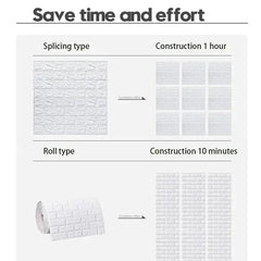 3D Foam Brick Wallpaper – Self-Adhesive Waterproof Roll
