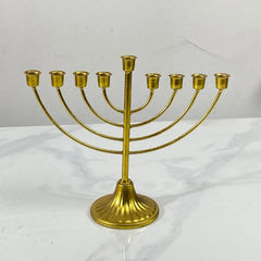 Table Jewish Candlestick Holder Wide Sturdy Base Hanukkah Decoration Menorah for Shelf Cabinet Fireplace Living Room Desk