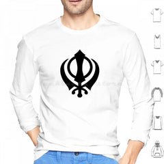 Khanda Hoodie Cotton Long Sleeve Khanda Sikhi Sikh Sikhism Religion Religious Punjab Punjabi Singh Kaur Sikh Symbol